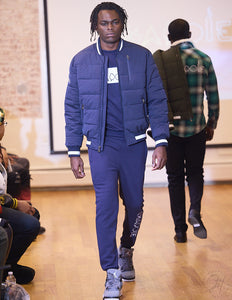 Blue and white sweatsuit. Extremely comfortable, fitting perfect to size.